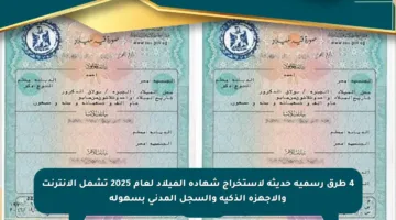 4 طرق رسمية حديثة لاستخراج شهادة الميلاد لعام 2025 تشمل الإنترنت والأجهزة الذكية والسجل المدني بسهولة